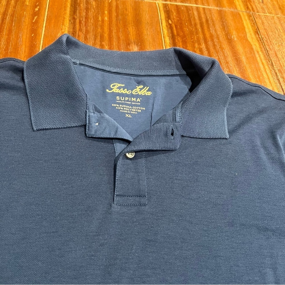 Tasso Elba Men’s Blue Long Sleeve Polo Shirt Size XL Supima Cotton - Picture 3 of 4
